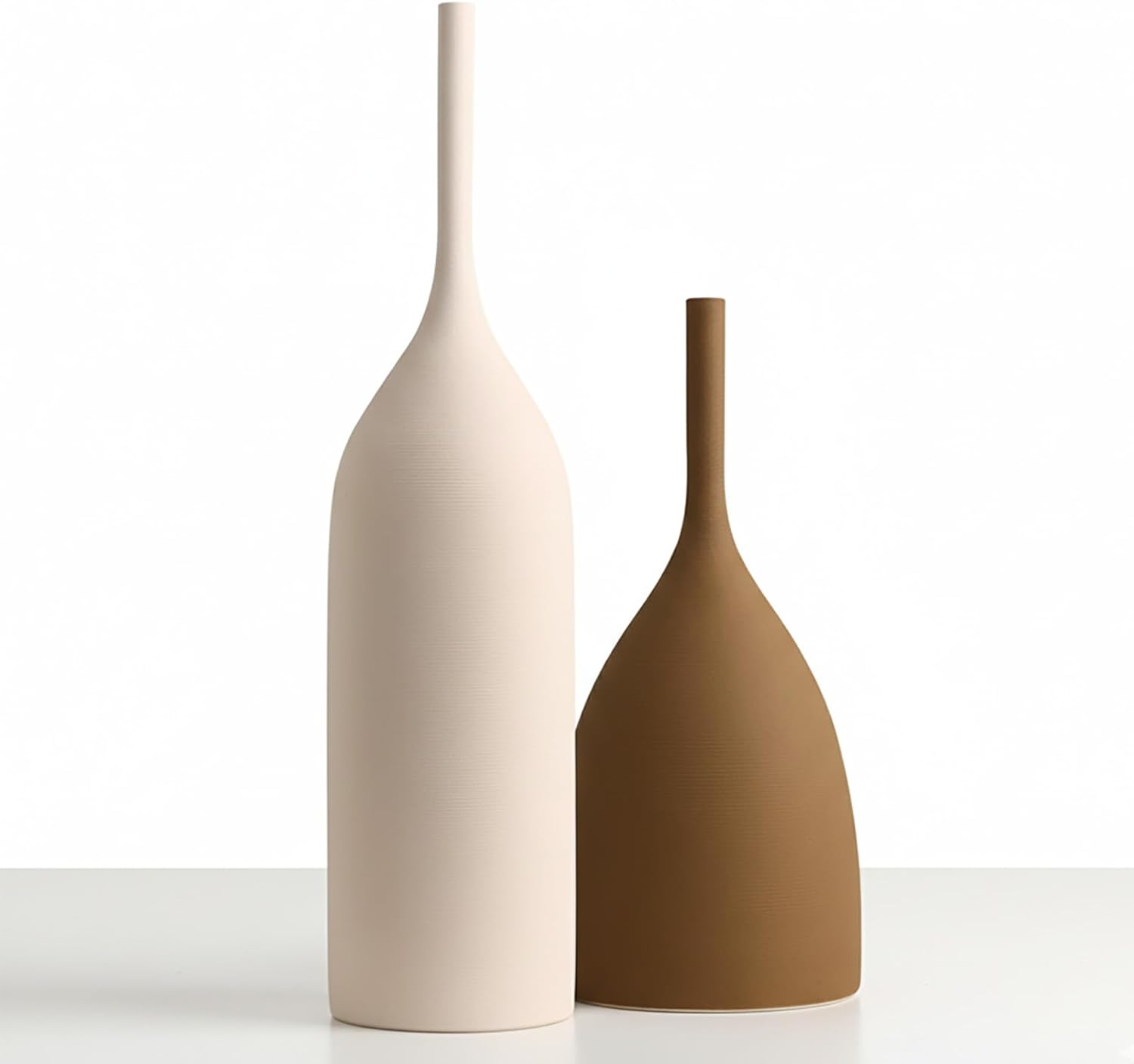 White Ceramic Vases Set of 3, Modern Boho Vases for Centerpiece Decor, Matte Minimalist Decorative White Vases Home Decor, for Living Room, Bookshelf, and Entryway Table Decor