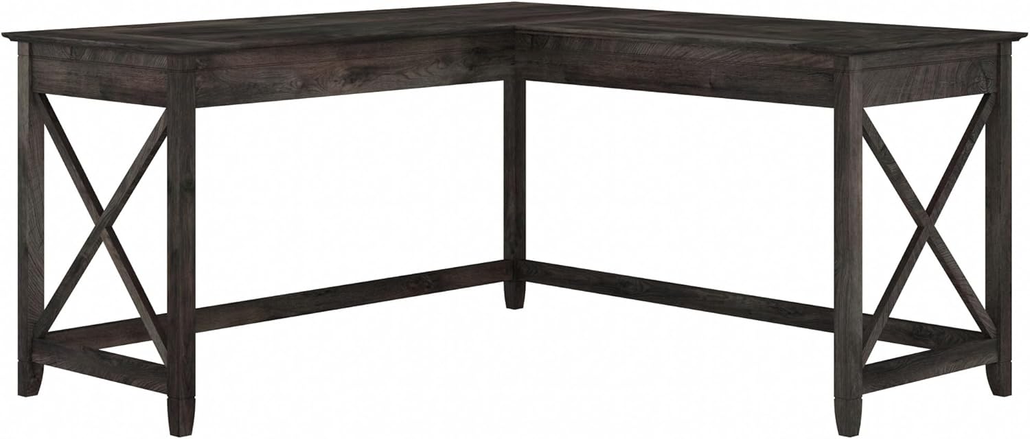 Bush Furniture Key West 60W Modern Farmhouse L Shaped Desk in Reclaimed Pine, 60-Inch Corner Computer Table for Home Office Workspace