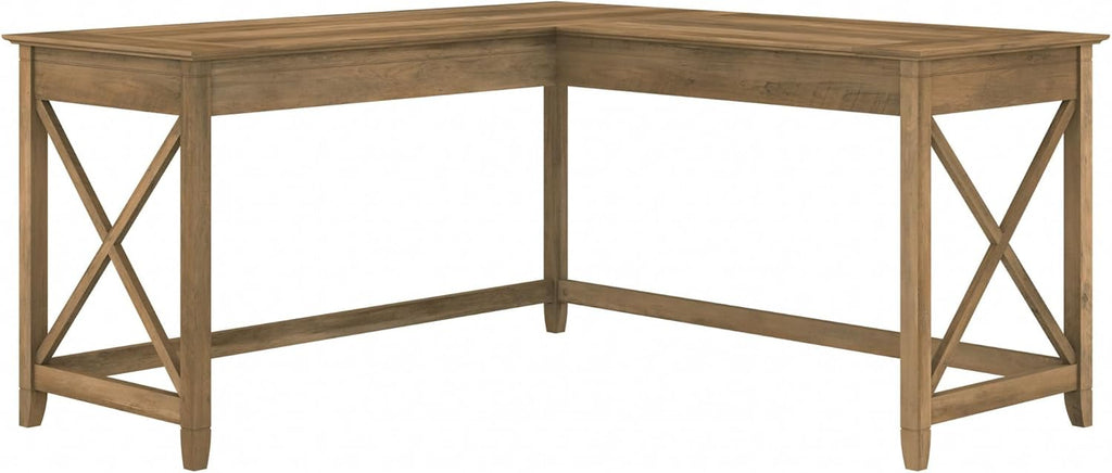 Bush Furniture Key West 60W Modern Farmhouse L Shaped Desk in Reclaimed Pine, 60-Inch Corner Computer Table for Home Office Workspace