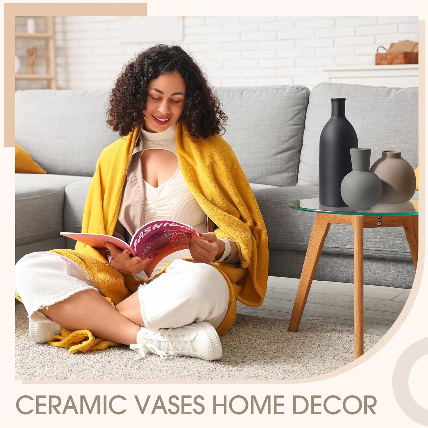 8 Pcs Ceramic Vase Set Home Decor Rustic Modern Farmhouse Neutral Boho Pottery Terracotta Vases for Pampas Grass Bouquet Dried Fresh Flowers, Shelf, Entryway Bedroom Minimalism Decor